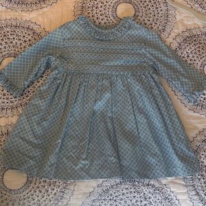 Girls' Sky Blue Ruffle Collar Long Sleeve Dress